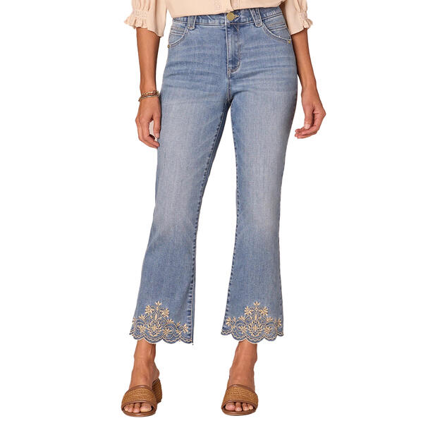 Petite Democracy Absolution&#40;R&#41; Flare Embroidered Hem Jeans - image 