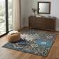 HomeRoots Transitional Blue & Grey Floral Rectangular Area Rug - image 2