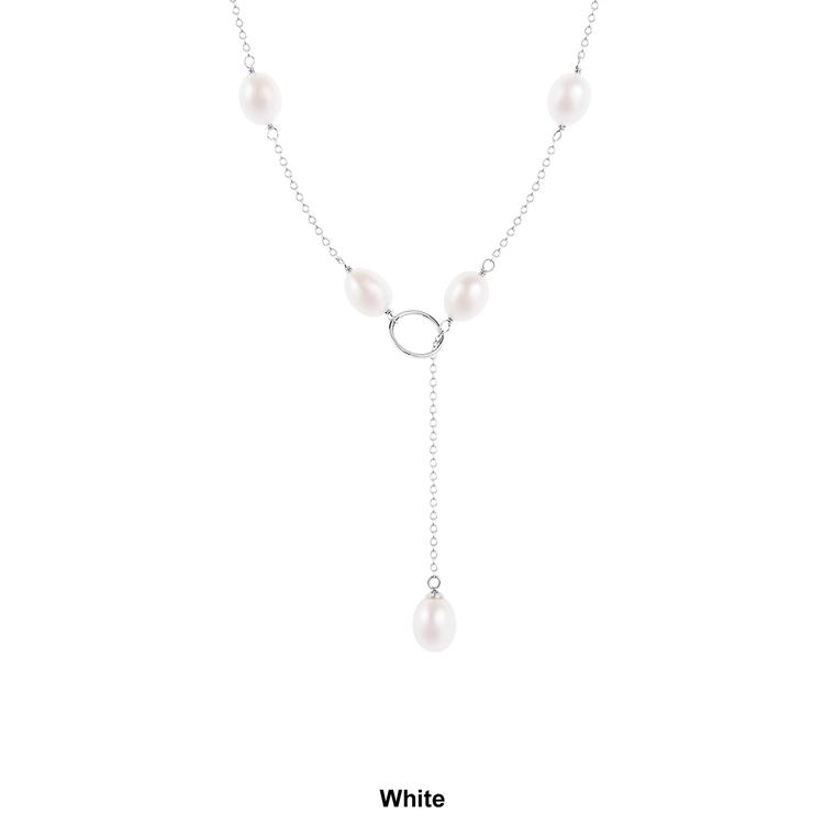 Splendid Pearls Sterling Silver Lariat Pearl Necklace