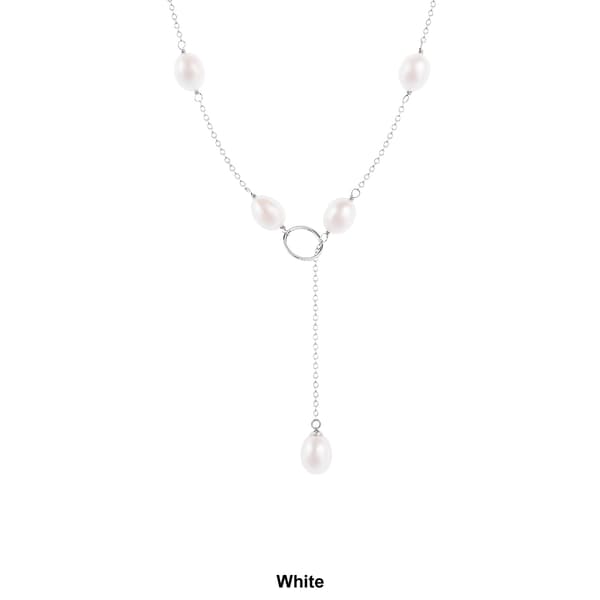 Splendid Pearls Sterling Silver Lariat Pearl Necklace