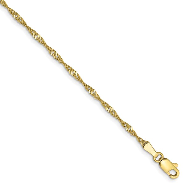 Gold Classics&#40;tm&#41; 10kt. 9in. Singapore Chain Ankle Bracelet - image 