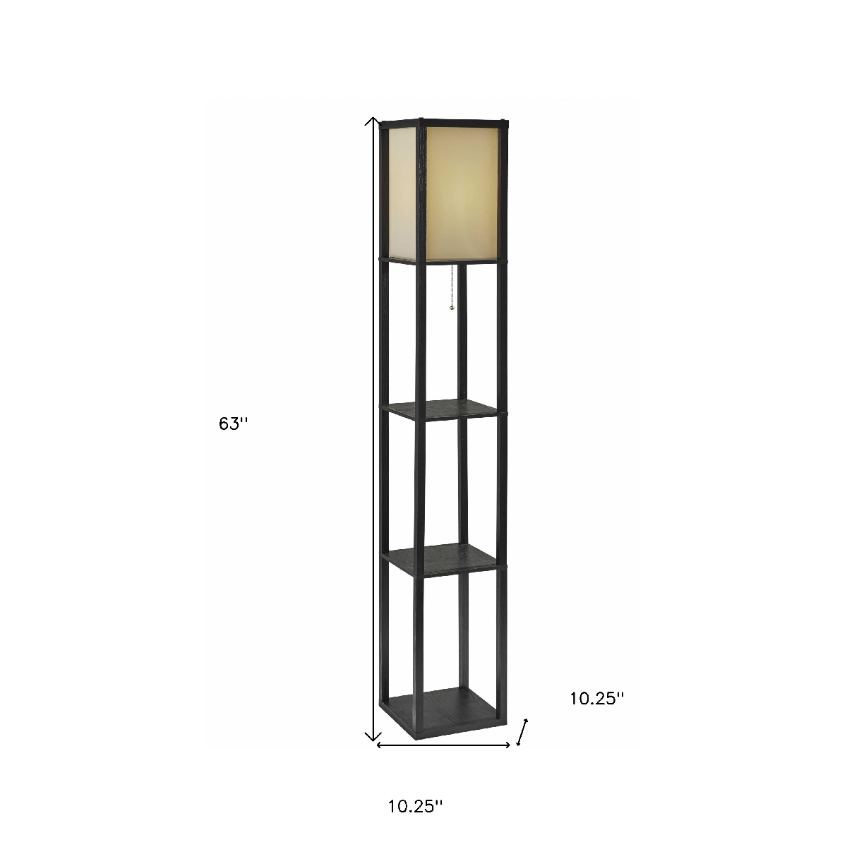 HomeRoots 63in. Black & White Solid Wood Column Floor Lamp