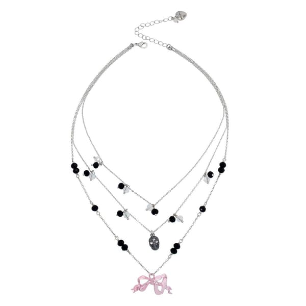 Betsey Johnson Bow & Skull Layered Necklace