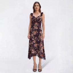 Womens Love & Piece Sleeveless Lace Trim Floral Midi Dress