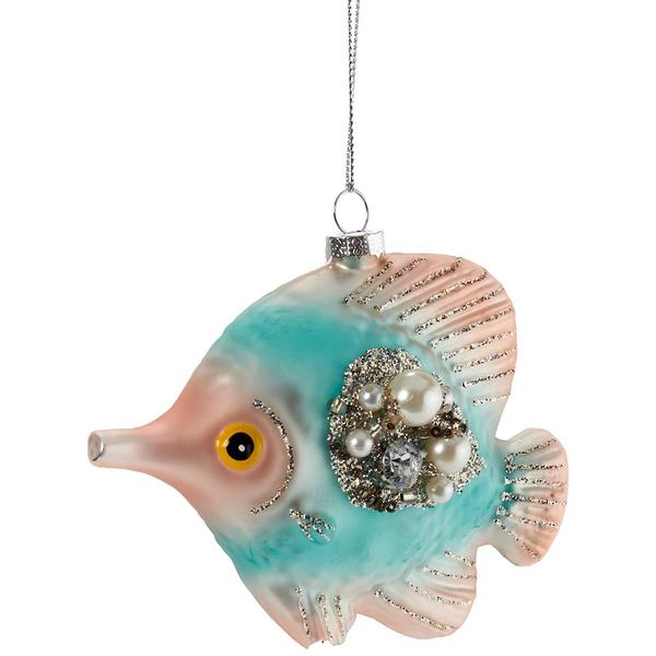 Glass with Beads Fish Ornament - image 