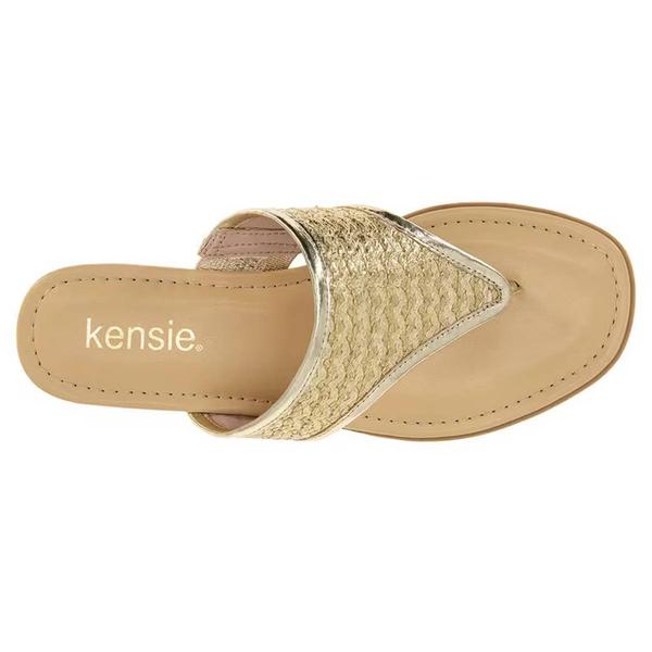 Womens Kensie Abigail Wedge Thong Sandals