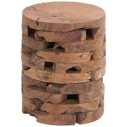 9th & Pike(R) Brown Teak Natural Footstool