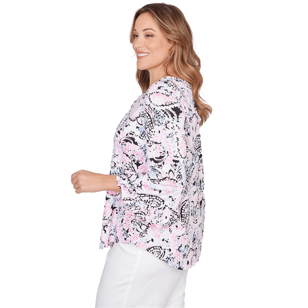 Plus Size Ruby Rd. California Dreaming 3/4 Sleeve Paisley Blouse