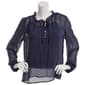 Juniors A. Byer Long Sleeve Clip Dot Tie Neck Blouse - image 2
