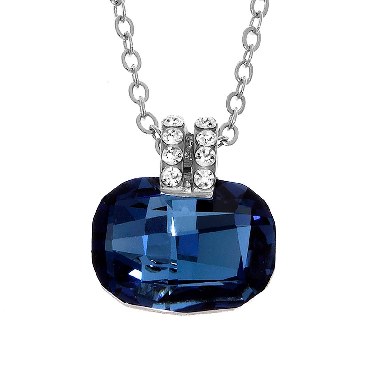 Crystal Colors Silver Plated Cushion Crystal Pendant...