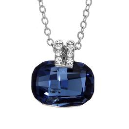 Crystal Colors Silver Plated Cushion Crystal Pendant Necklace