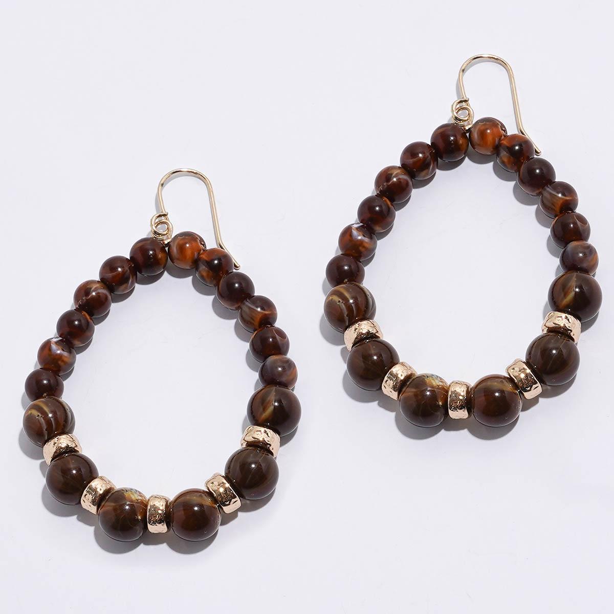 Ashley Cooper(tm) Gold-Tone Brown Beaded Teardrop Earrings