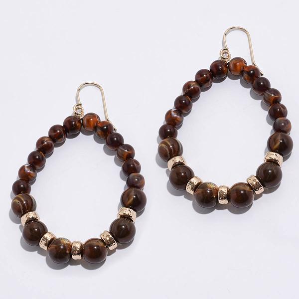 Ashley Cooper(tm) Gold-Tone Brown Beaded Teardrop Earrings - image 
