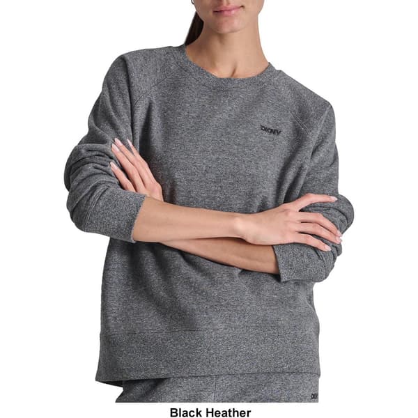 Womens DKNY Embroidered Logo Fleece Crewneck Sweatshirt