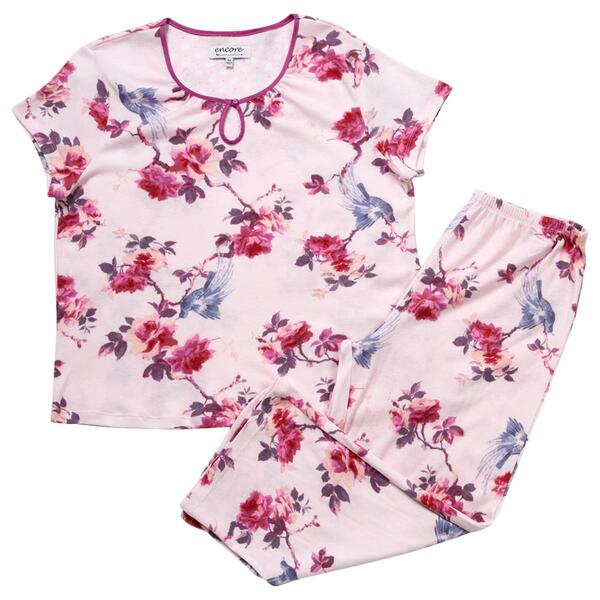 Petite Karen Neuburger Short Sleeve Floral Keyhole Pajama Set - image 