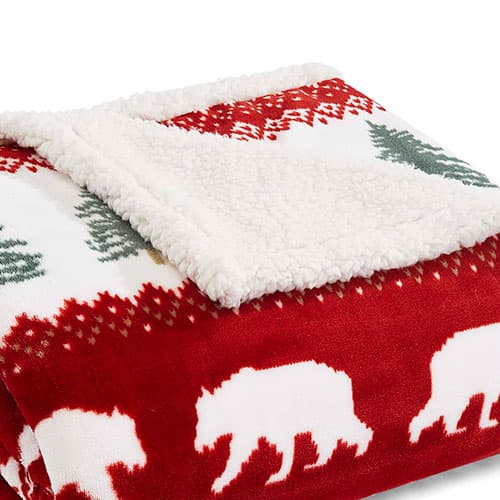Eddie Bauer Grizzly Peak Red Sherpa Throw Blanket - 50x60