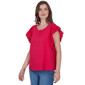 Womens Ruby Rd. Tropical Noir Crochet Cap Sleeve Blouse - image 3