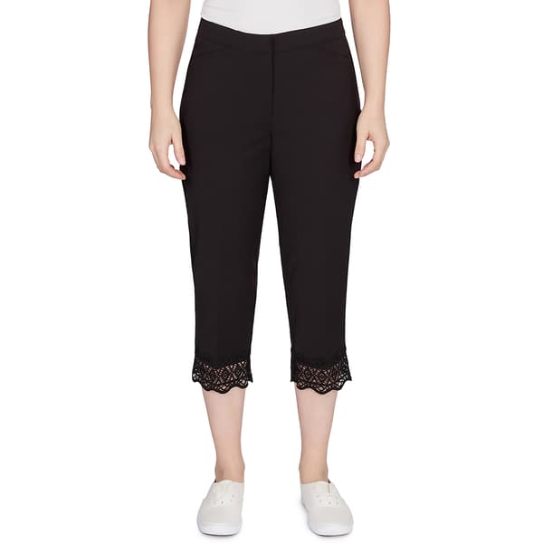 Petite Ruby Rd. Pattern Play Alt Capri Pants with Lace Hem - image 