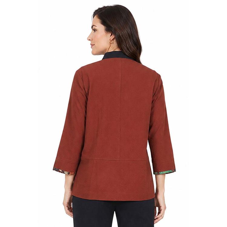 Womens Ali Miles 3/4 Sleeve Mandarin Collar Abstract Blouse