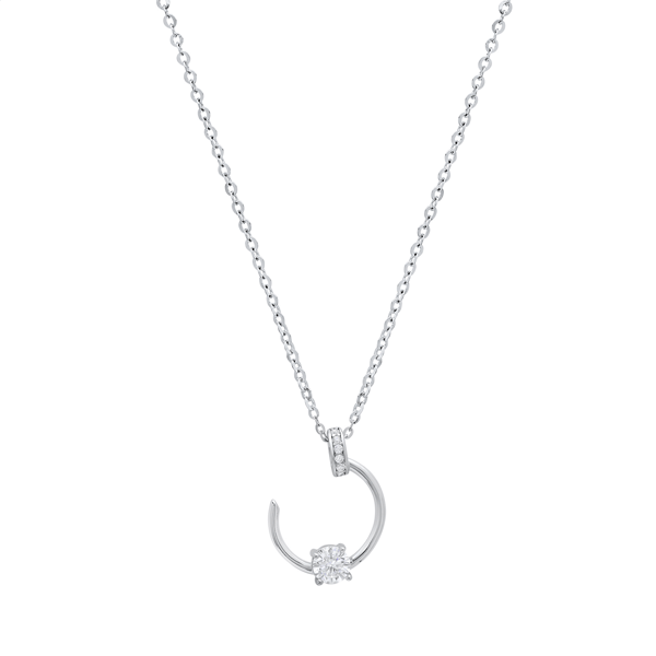 Saffron Sterling Silver Open Circle Moissanite Diamond Necklace
