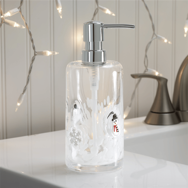 Avanti Snowmen & Flakes Glass Soap & Lotion Dispenser