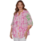 Plus Size Ruby Rd. Hothouse Florals Roll Tab Sleeve Blouse - image 3