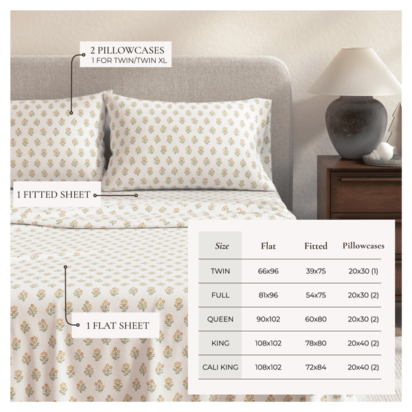 Freshfolds Winter Flowerbuds Flannel Sheet Set