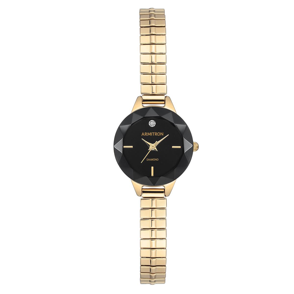 Womens Armitron Gold-Tone Black Dial Expansion Watch...