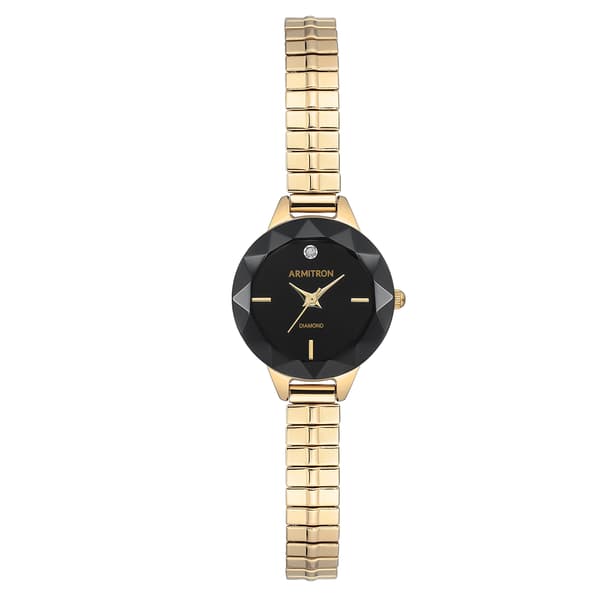 Womens Armitron Gold-Tone Black Dial Expansion Watch -75-5596BKGP - image 