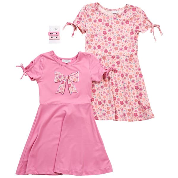 Girls (4-6x) BTween(R) 2pk. Bow Floral Fit & Flare Bow Dress - image 