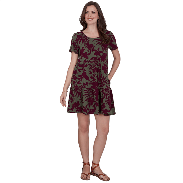Womens Ruby Rd. Sedona Escape Tropical Tiered Shift Dress