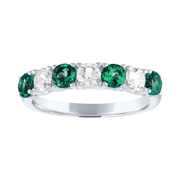 Gemstone Classics(tm) Silver Created Blue/White Sapphire Band - image 