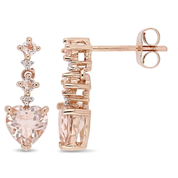Gemstone Classics(tm) 14kt. Rose Gold Heart-Cut Drop Earrings - image 