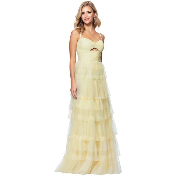 Juniors Blondie Nites Tiered Mesh Key Hole A-Line Dress