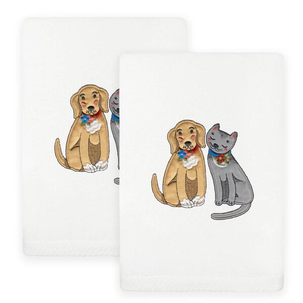 Linum Home Textiles 2pc. Spring Dog & Cat Embroidered Hand Towels - image 