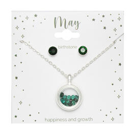 Mini May Birthstone Shaker Necklace and Stud Earring Set