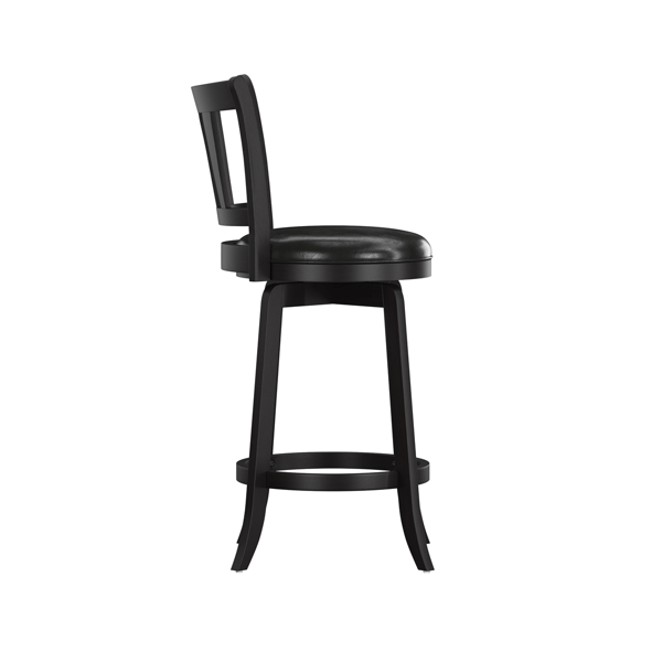 HH2 Home Presque Isle Black Wood Counter Height Swivel Stool