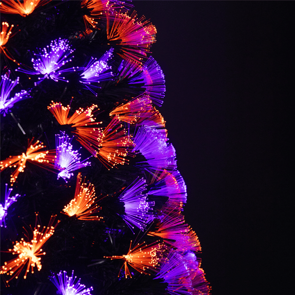 Northlight 6ft. Black Fiber Optic LED Pine Potted Halloween Tree