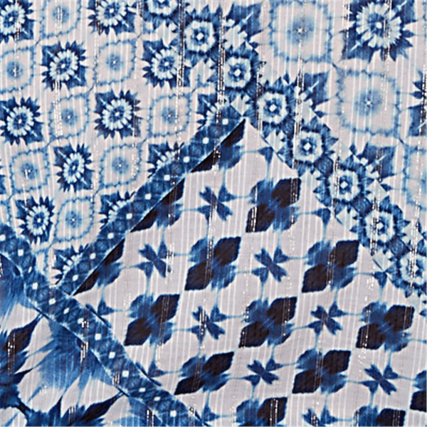 Plus Size Alfred Dunner Indigo Girls 3/4 Sleeve Patchwork Blouse