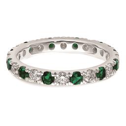 Pure Fire 14kt. White Gold Lab Created Emerald Eternity Band