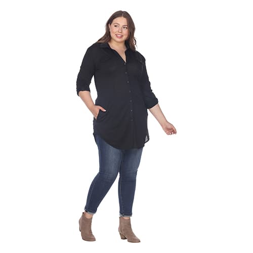 Plus Size White Mark Lakota Stretchy Tunic Top