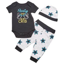 Baby Boy (NB-9M) bon bebe(R) Party Bodysuit & Pants Set with Hat