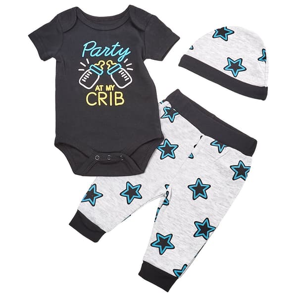 Baby Boy (NB-9M) bon bebe(R) Party Bodysuit & Pants Set with Hat - image 
