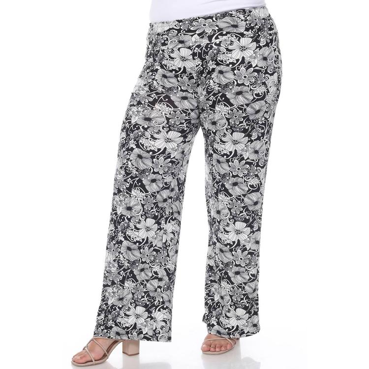 Plus Size White Mark Floral Paisley Palazzo Pants