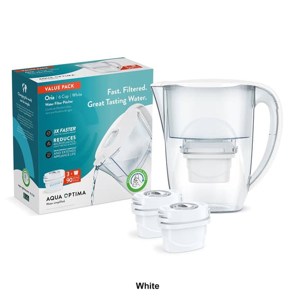 Aqua Optima Oria Water Filter Pitcher Set w/ 3 Evolve+ Filters