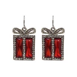Red Stone Crystal Present Drop Earrings