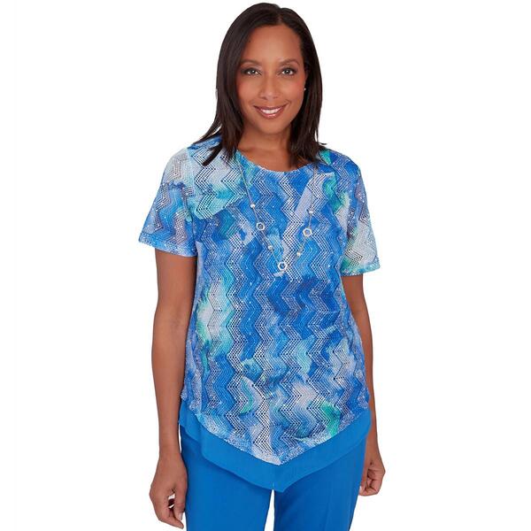 Petite Alfred Dunner Neptune Beach Knit Tie Dye Texture Top - image 