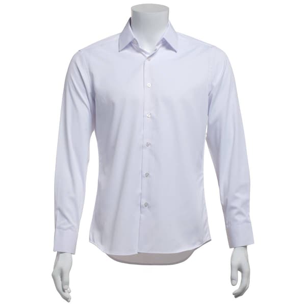 Mens Bill Blass Microfiber Diamond Slim Fit Dress Shirt - White