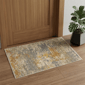HomeRoots Beige & Gold Abstract Area Rug With Fringe - image 1