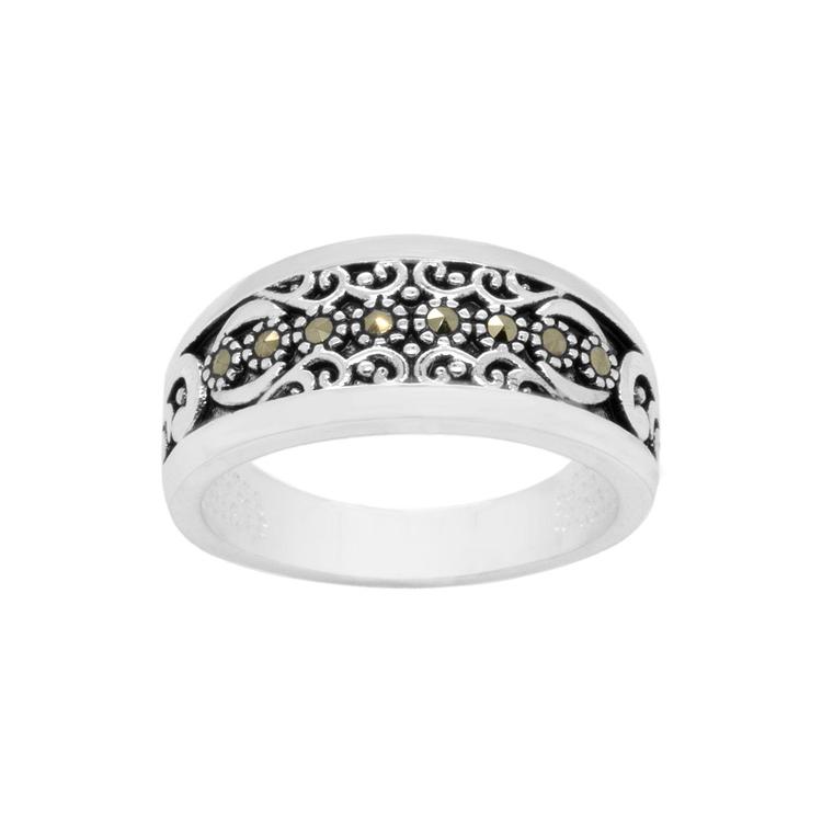 Fine Silver Plated Marcasite Band Ring